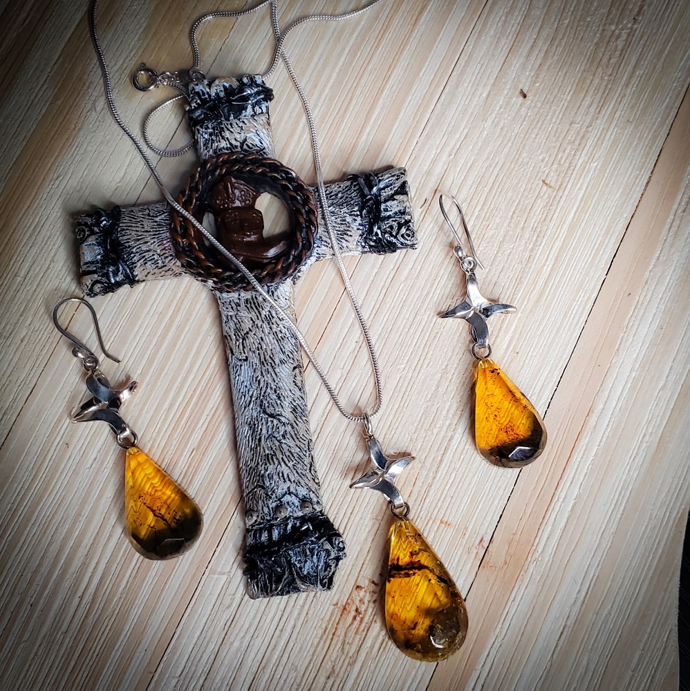 Amber and silver .925 set